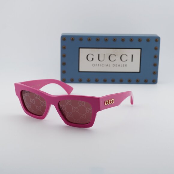 Gucci GG1835S 004 Square Sunglasses - Shiny Fucsia\\Red with GG Pattern Mirror main image 6